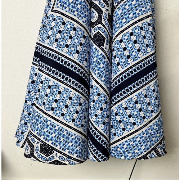 Eliza J Scarf Print Crepe De Chine Maxi Dress Sz 4 Blue Boho Gypsy Resort Party - Picture 7 of 14